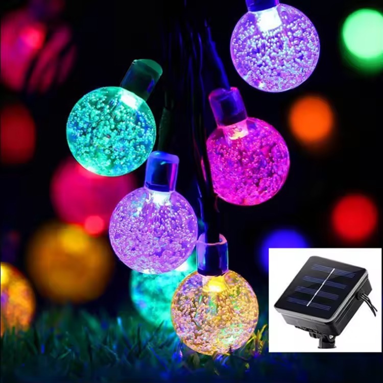 Hot Sale 30LED Outdoor Solar Christmas Globe Lights Warm White Crystal Bubble Ball for Garden Yard Party Decorative Lighting