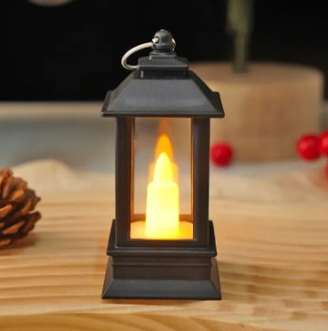 Retro Mini Wind Lamp LED Electronic Candle Light Wind Lamp Gold House Shape Battery LED Lanterns Christmas Decoration Lighting