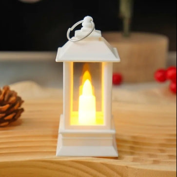 Retro Mini Wind Lamp LED Electronic Candle Light Wind Lamp Gold House Shape Battery LED Lanterns Christmas Decoration Lighting