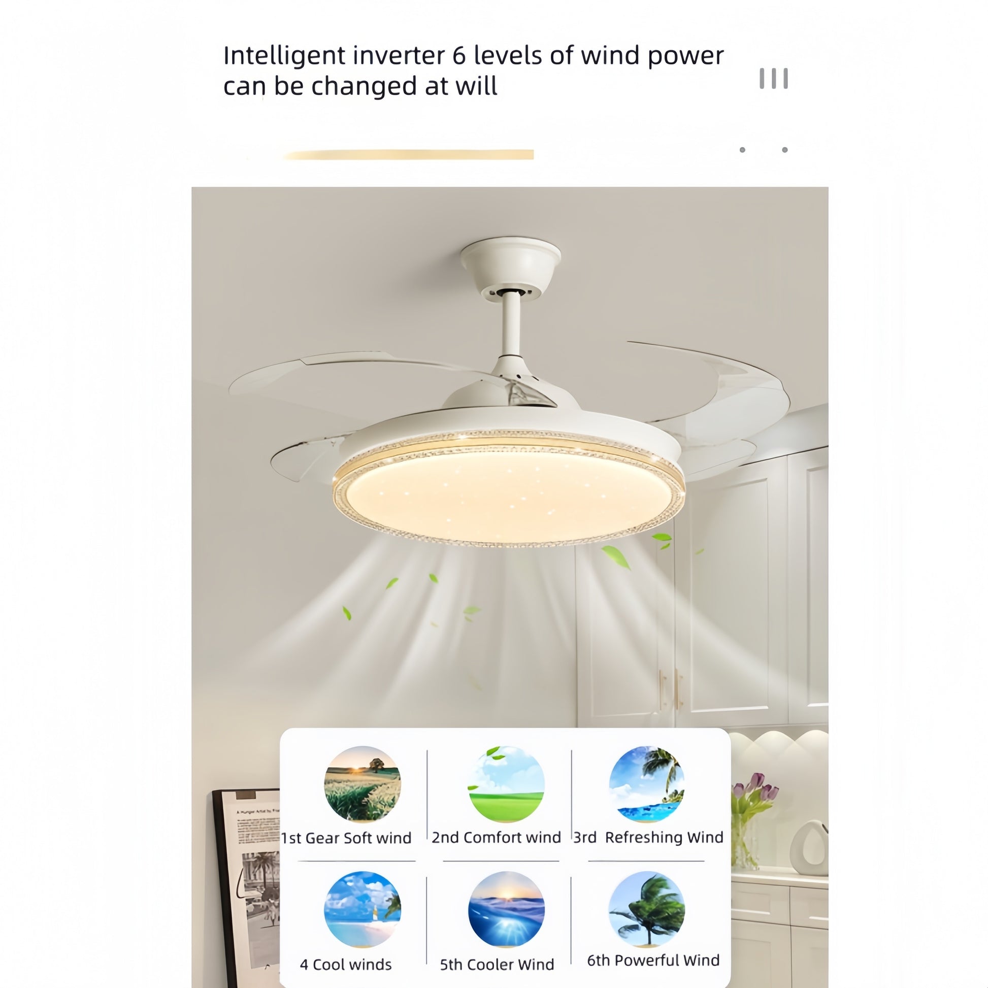 Modern Luxury AC Motor LED Ceiling Fan Light with Remote Control for Living Dining Kitchen Bedroom Decorative Art