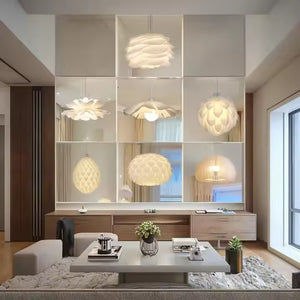 Nordic Moon Simple Chandelier Creative Bedside Hanging Lamp with Flower Bud Pine Cone Ball Enhances Restaurant Bedroom Ambiance
