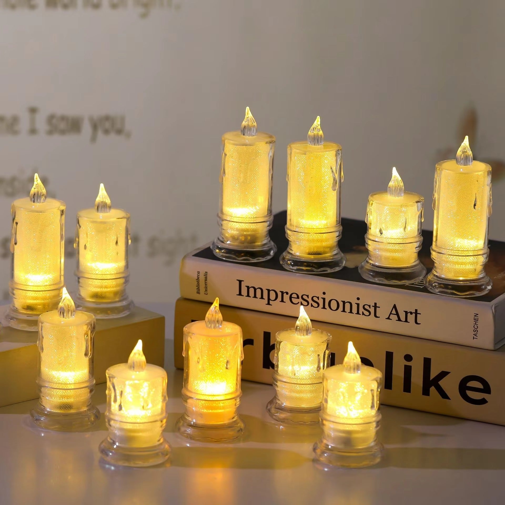 Hot Sale Mini Candle Lamp Christmas Candle Mini LED Simulation Transparent LED Candle Light Crystal Atmosphere Light Night Light