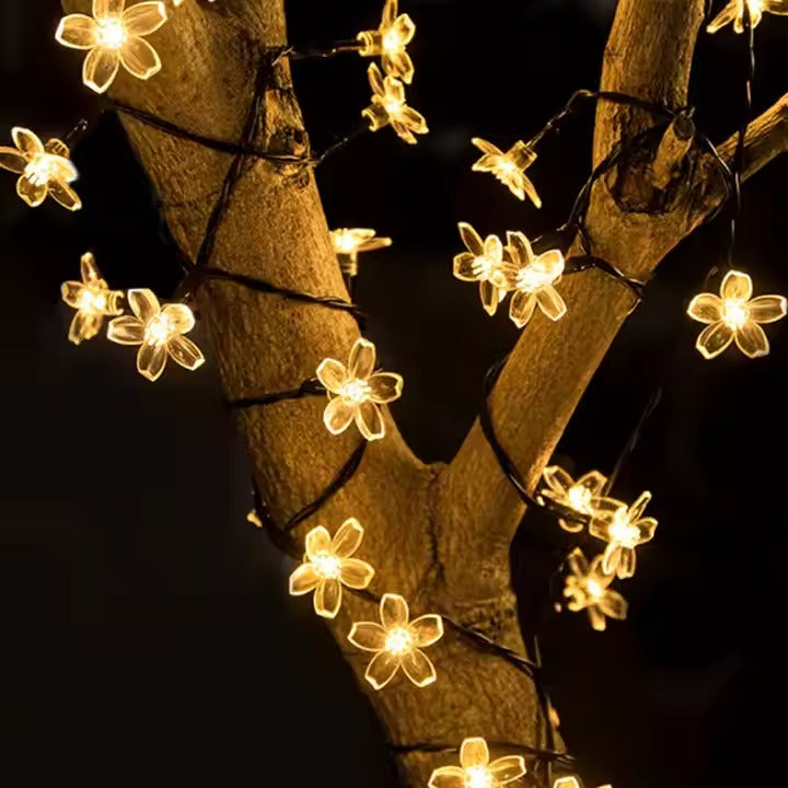 Solar Led Cherry Blossom Lights String Christmas Outdoor Waterproof Lights Garden Railing Color Decorative Lights for Garden