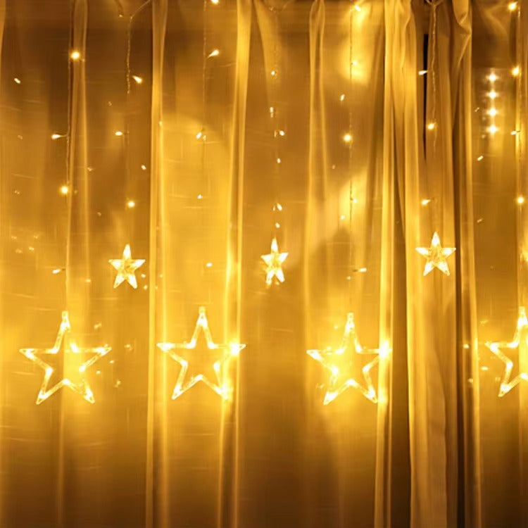 Hot Sale 2.5M Christmas Lights 110- 220V 138LED Led Light Moon Star Window Curtain String Light for Christmas Decoration