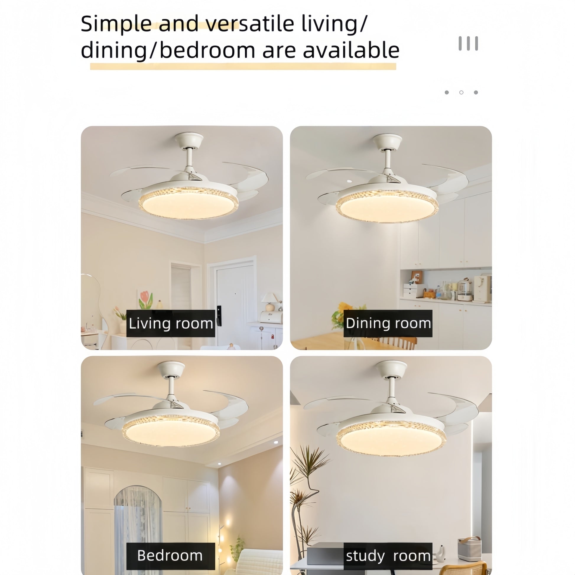 OEM High Quality 42 Inch Modern Gold Ceiling Fan with Light Smart AC Motor Home's Invisible Blade Remote Control
