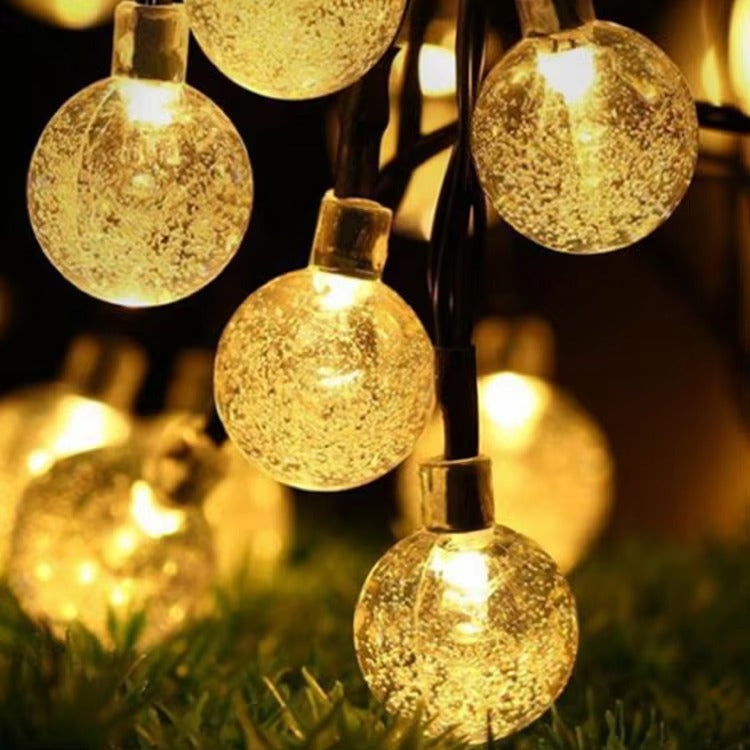 Hot Sale 30LED Outdoor Solar Christmas Globe Lights Warm White Crystal Bubble Ball for Garden Yard Party Decorative Lighting