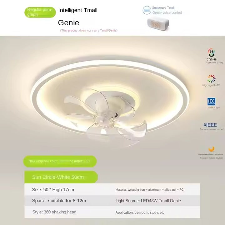 Modern Simple 2025 LED Light Source Eye Protection Fan Lamp with AC Motor for Bedroom and Restaurant Remote Control Switch