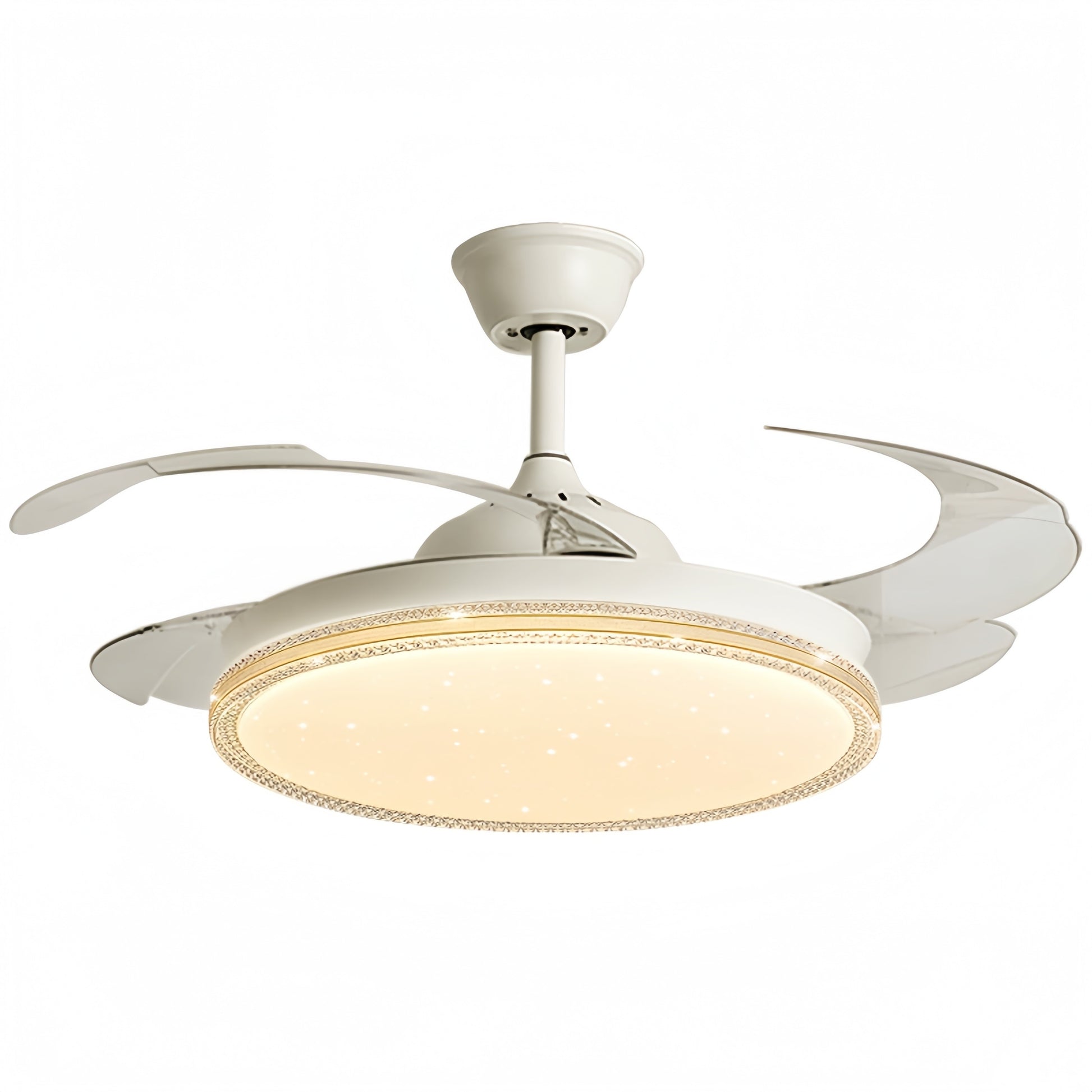 OEM High Quality 42 Inch Modern Gold Ceiling Fan with Light Smart AC Motor Home's Invisible Blade Remote Control