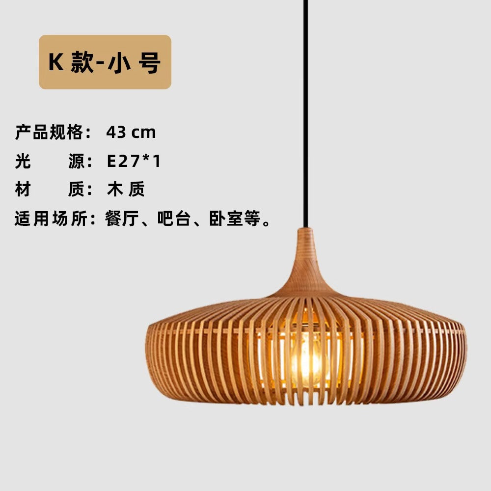 Nordic Simple Style Art Chandelier Wooden Lamps for Restaurant Quiet Homestay Tea Room Bedroom Hanging Chinese Style
