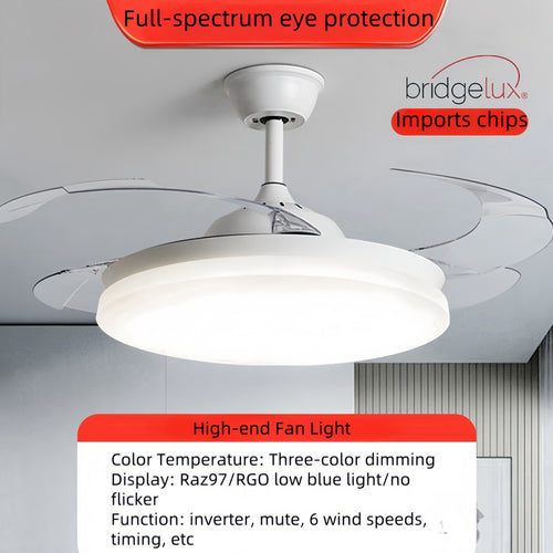 42'' Modern Multifunctional LED Ceiling Fan with Remote Control AC Motor Light Pendant-Invisible Blades
