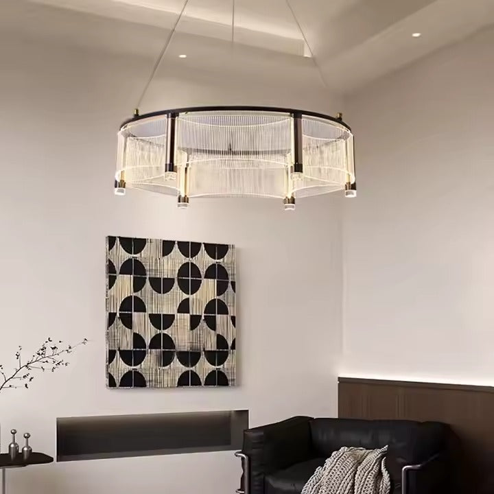 Modern Minimalist Acrylic Light Chandelier Luxury Hotel Lamp for Living Room Dining Room Bedroom Main Lamp E12 Base Hanging