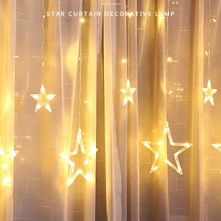 Hot Sale 2.5M Christmas Lights 110- 220V 138LED Led Light Moon Star Window Curtain String Light for Christmas Decoration