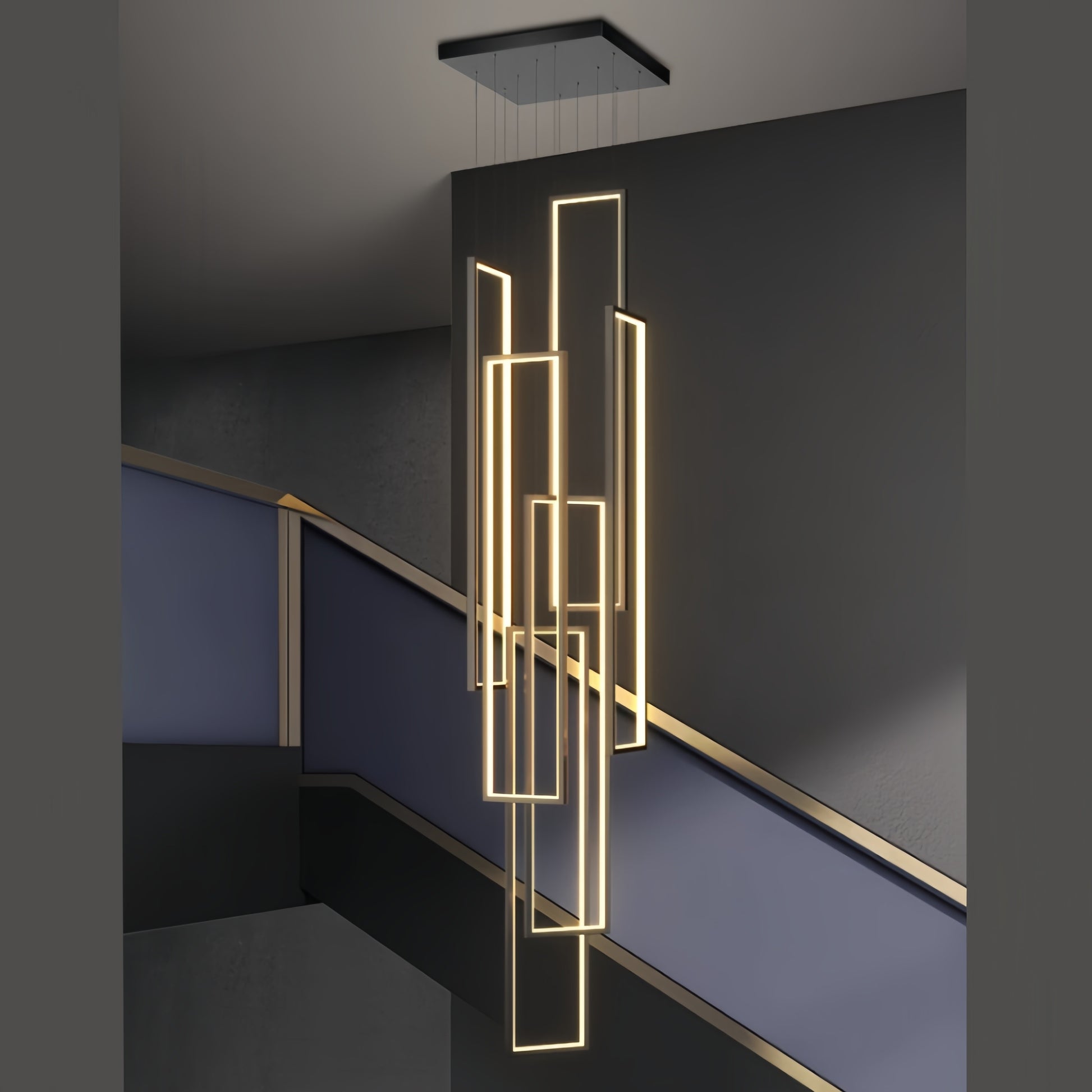 Modern Luxury LED Black Pendant Ceiling Chandelier Remote Control Home Lighting Decoration for Villa Duplex Living Room