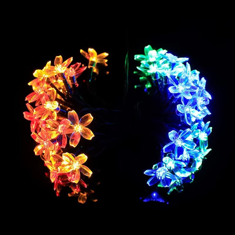 Solar Led Cherry Blossom Lights String Christmas Outdoor Waterproof Lights Garden Railing Color Decorative Lights for Garden