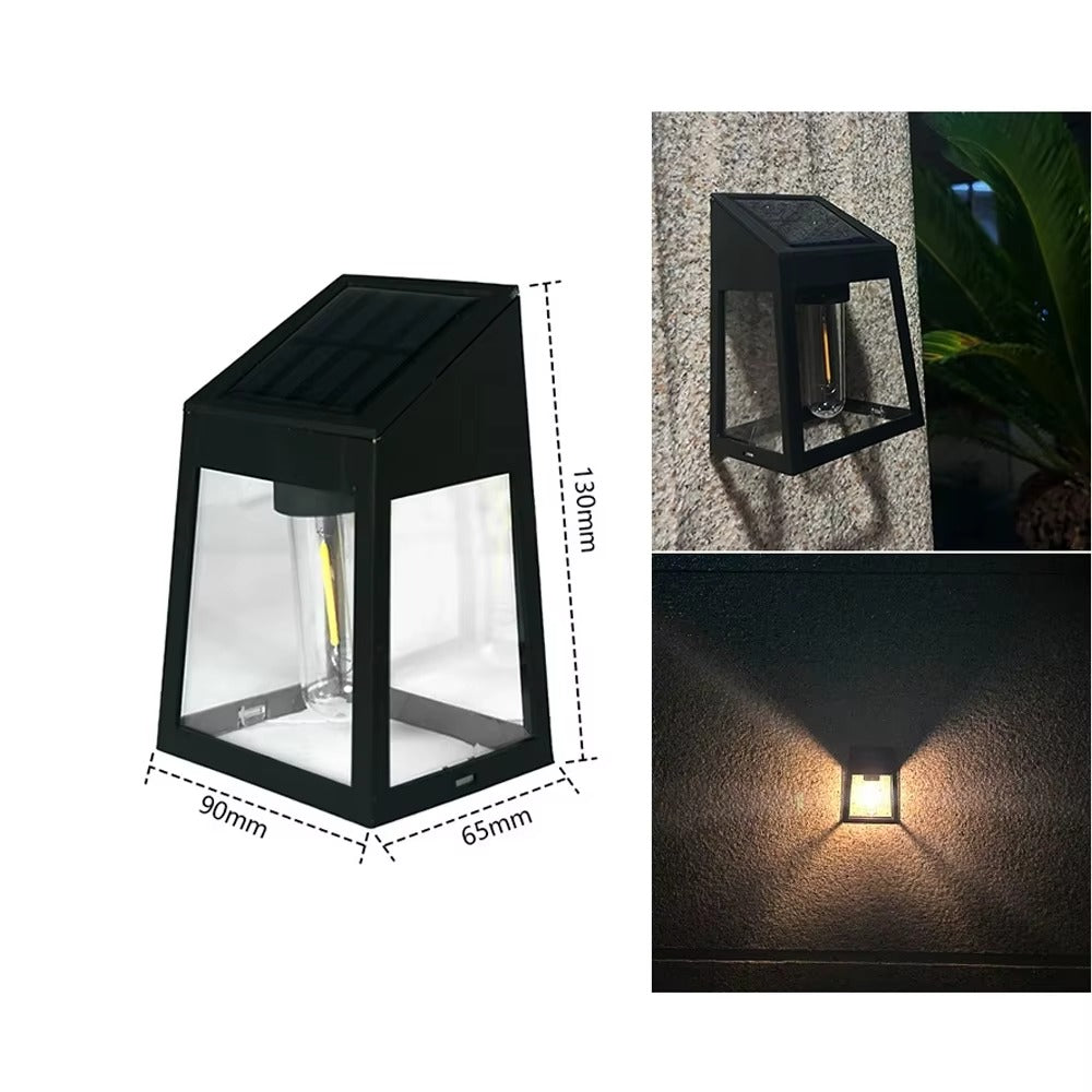 Outdoor LED Solar Wall Light Waterproof Night Light Human Body Induction Three Mode Tungsten for Garden Yard Patio Fence Decor
