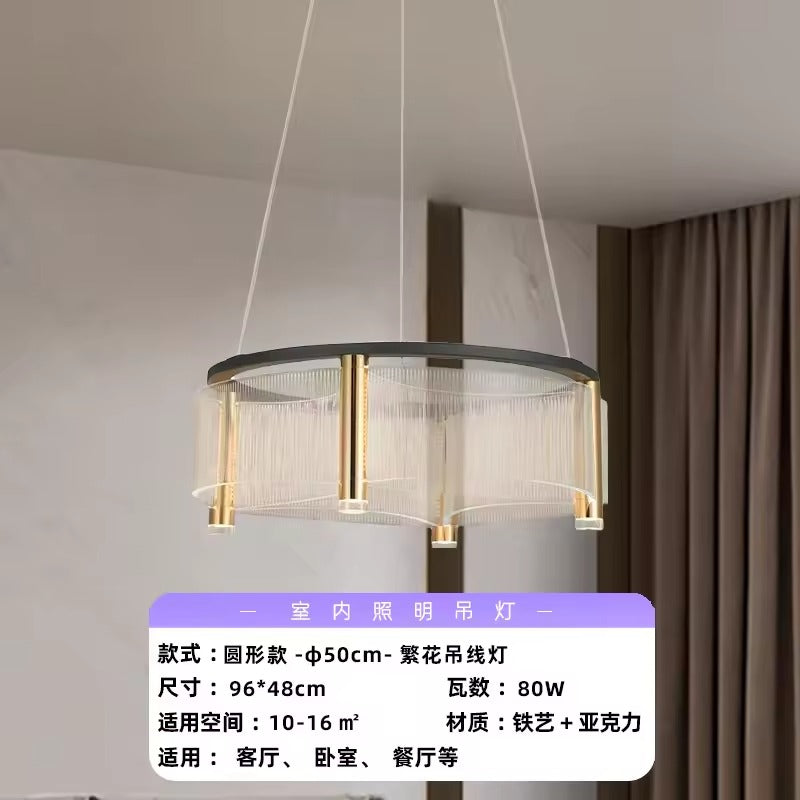 Modern Minimalist Acrylic Light Chandelier Luxury Hotel Lamp for Living Room Dining Room Bedroom Main Lamp E12 Base Hanging