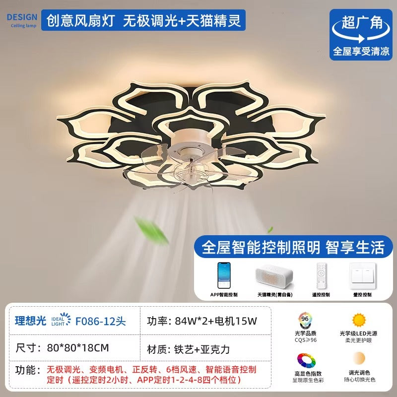 Modern Intelligent Lighting LED Ceiling Fan Lights Remote Control Factory-supplied 3 for Living Room Surface Mounted Unique