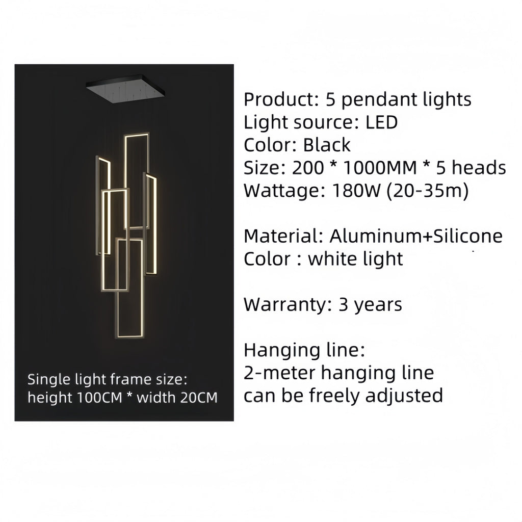 Modern Luxury LED Black Pendant Ceiling Chandelier Remote Control Home Lighting Decoration for Villa Duplex Living Room