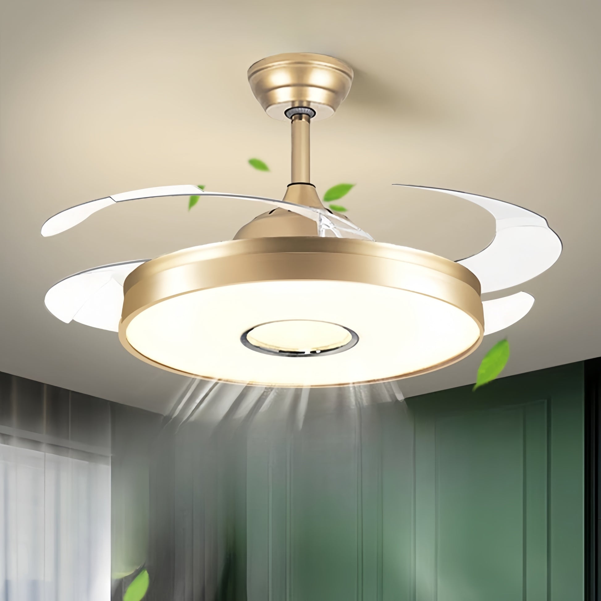Modern Luxury AC Motor LED Ceiling Fan Light with Remote Control for Living Dining Kitchen Bedroom Decorative Art