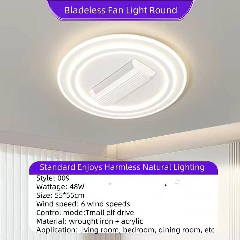 Bladeless Square Fan Light Bedroom Light Full Spectrum Eye Protection Invisible Mute Study Room Dining Room
