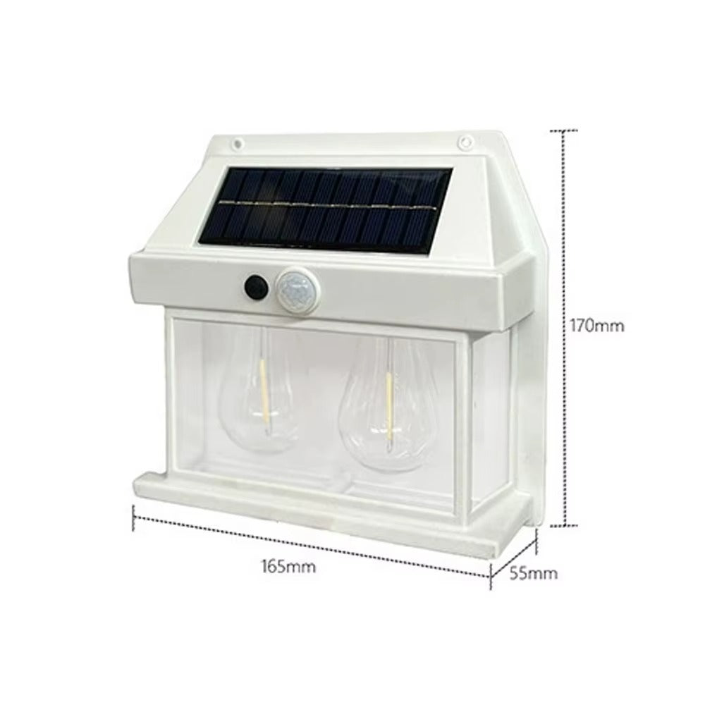 Outdoor LED Solar Wall Light Waterproof Night Light Human Body Induction Three Mode Tungsten for Garden Yard Patio Fence Decor