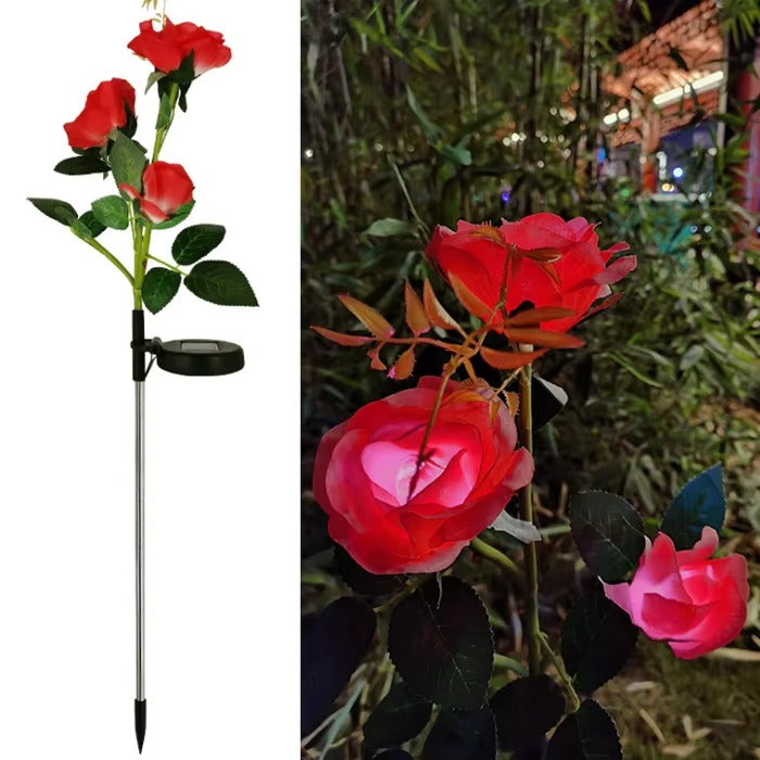 Hot Sale Festive Outdoor Solar Garden Lights Event Decoration Led Solar Artificial Rose Flower Light for Garden Park