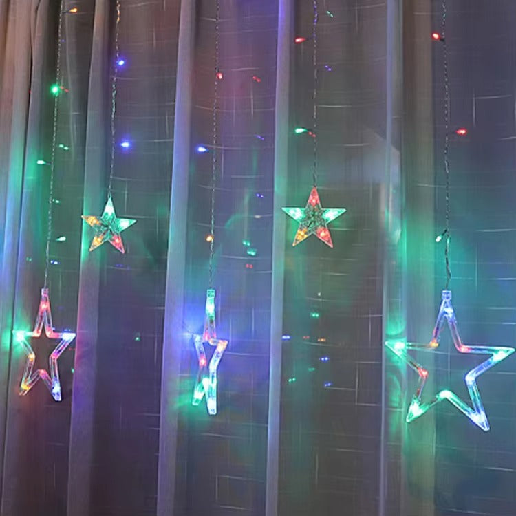 Hot Sale 2.5M Christmas Lights 110- 220V 138LED Led Light Moon Star Window Curtain String Light for Christmas Decoration
