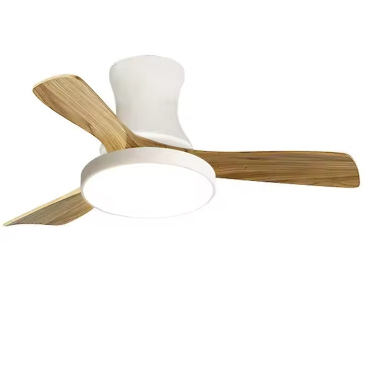 Modern Design Antique Wooden Leaf LED Ceiling Fan Lamp Solid Wood Retro Atmospheric Special for Living Tea Room