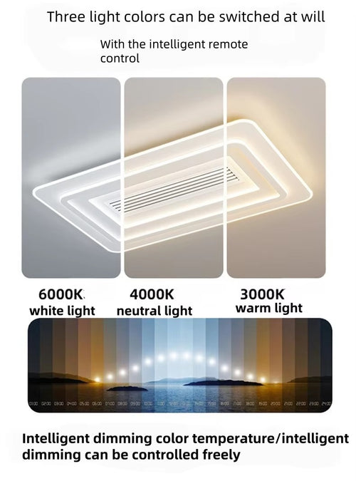 Bladeless Square Fan Light Bedroom Light Full Spectrum Eye Protection Invisible Mute Study Room Dining Room