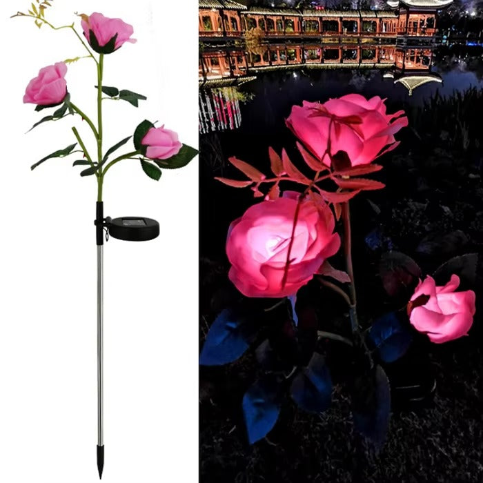 Hot Sale Festive Outdoor Solar Garden Lights Event Decoration Led Solar Artificial Rose Flower Light for Garden Park