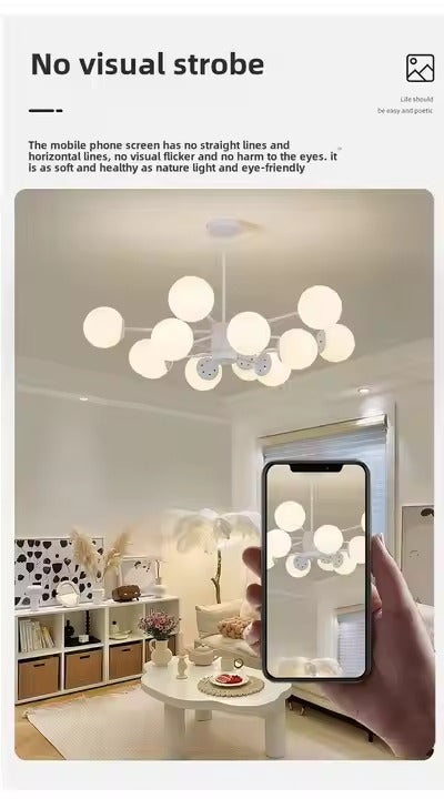 Simple Hanging Living Room Decorative Ceiling Pendant Lights Ball White Luxury Modern Led Chandelier
