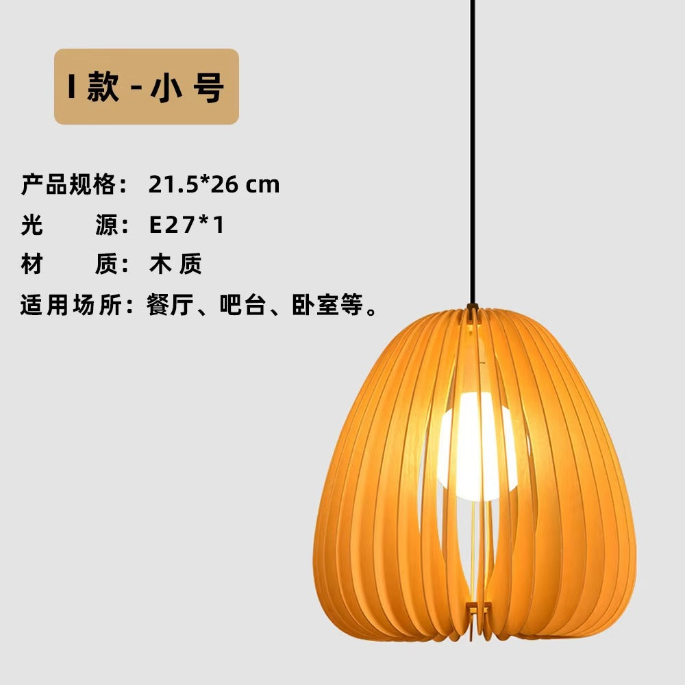 Nordic Simple Style Art Chandelier Wooden Lamps for Restaurant Quiet Homestay Tea Room Bedroom Hanging Chinese Style