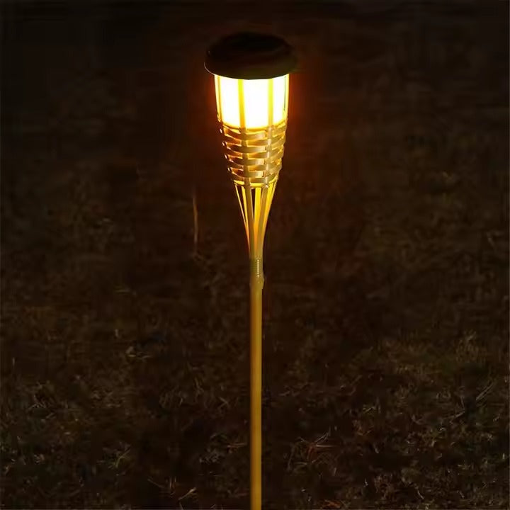 Lights & Lighting Solar lighting Solar Garden Lights Flickering Flames Solar Powered Lights Upgraded Torche Waterproof Outdoor Decorative Lighting Auto on Off Handmade Bamboo Finis