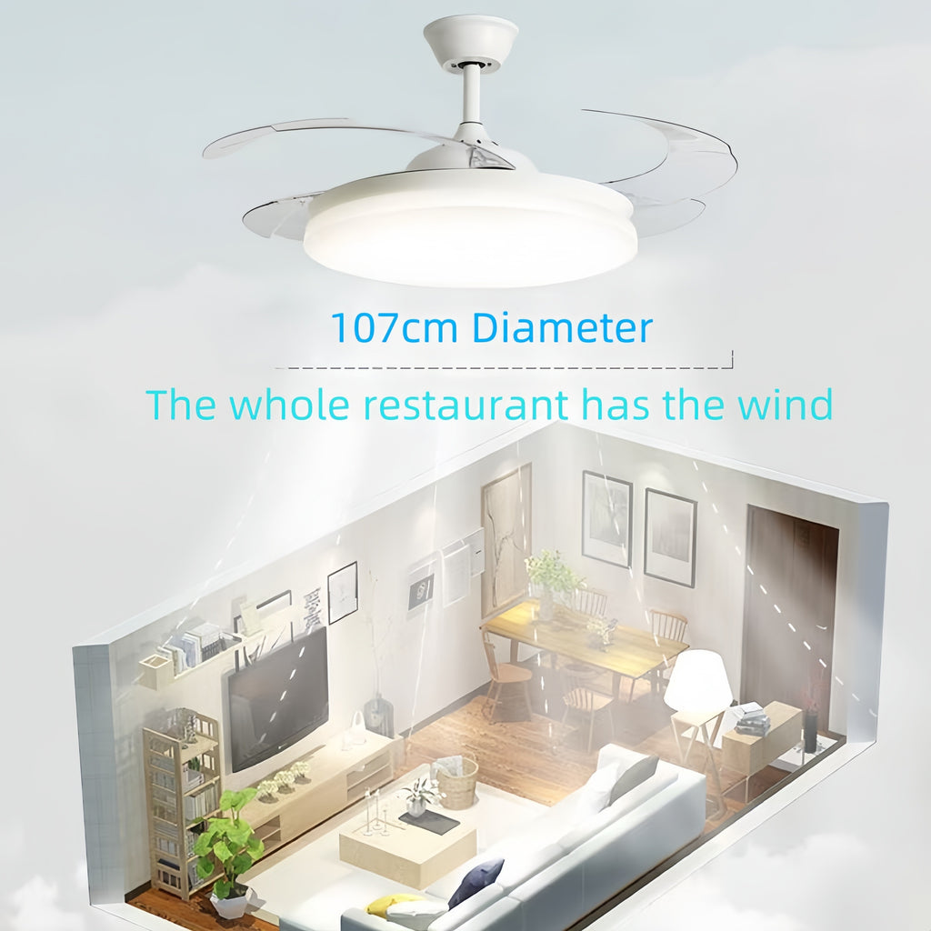 42'' Modern Multifunctional LED Ceiling Fan with Remote Control AC Motor Light Pendant-Invisible Blades