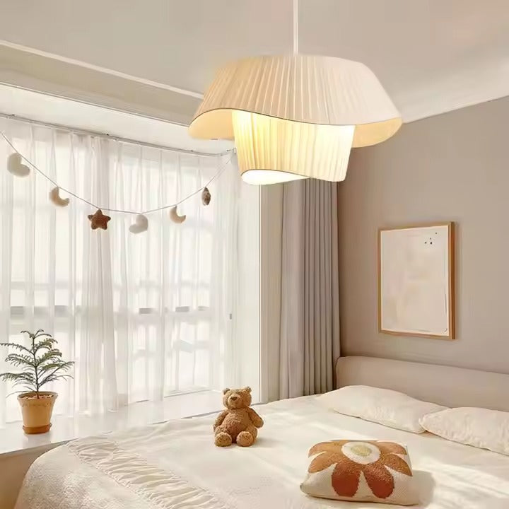 Nordic Style Cream Chandelier Ancient Fabric Pendant Light with Warm Ancient Style Small Size for Living Room for Internet Use