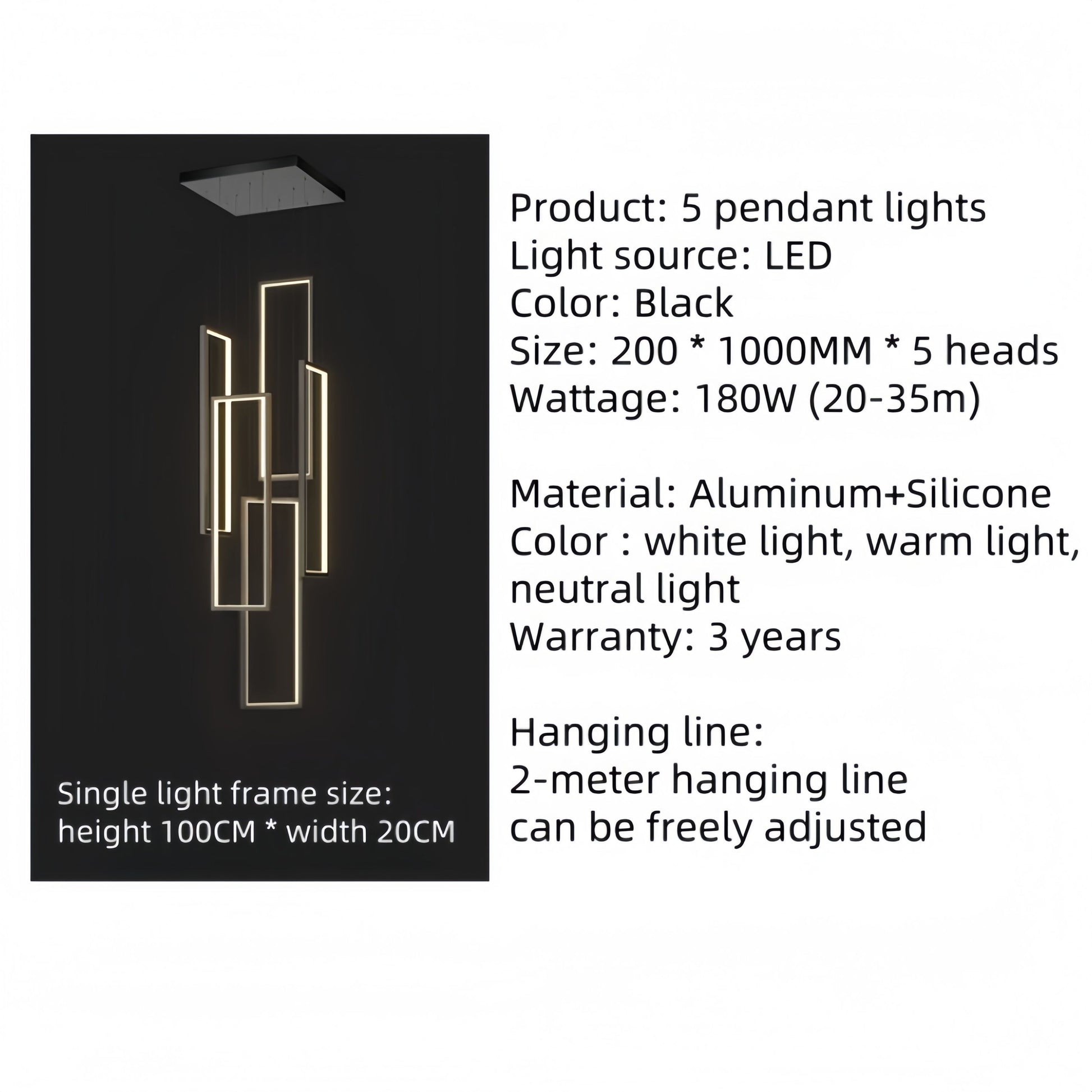 Modern Luxury LED Black Pendant Ceiling Chandelier Remote Control Home Lighting Decoration for Villa Duplex Living Room