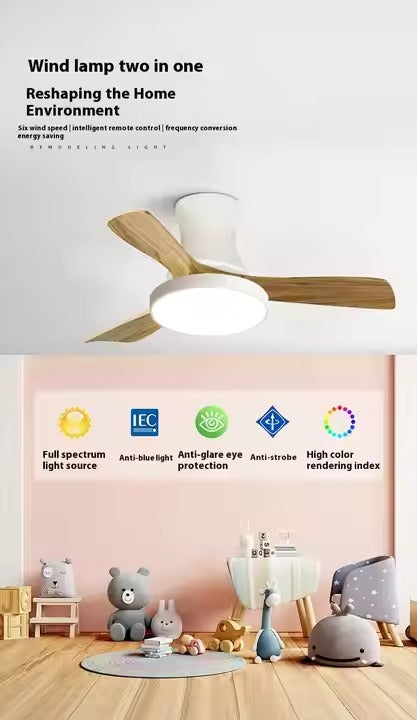 Modern Design Antique Wooden Leaf LED Ceiling Fan Lamp Solid Wood Retro Atmospheric Special for Living Tea Room