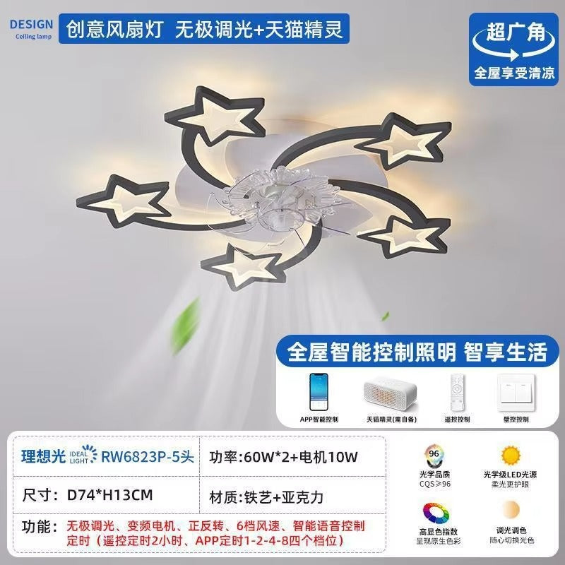 Modern Intelligent Lighting LED Ceiling Fan Lights Remote Control Factory-supplied 3 for Living Room Surface Mounted Unique