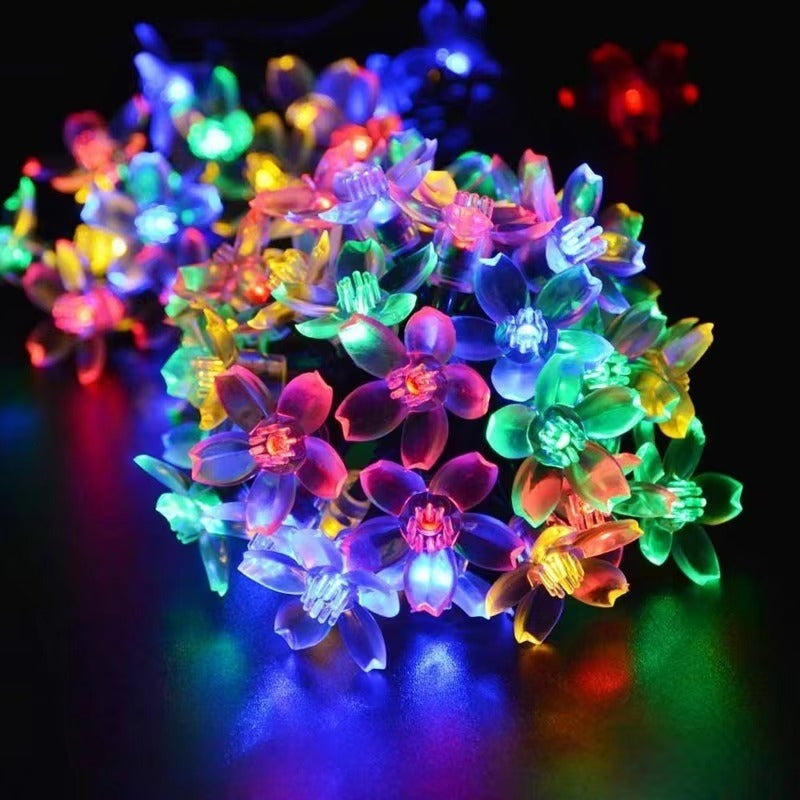 Solar Led Cherry Blossom Lights String Christmas Outdoor Waterproof Lights Garden Railing Color Decorative Lights for Garden
