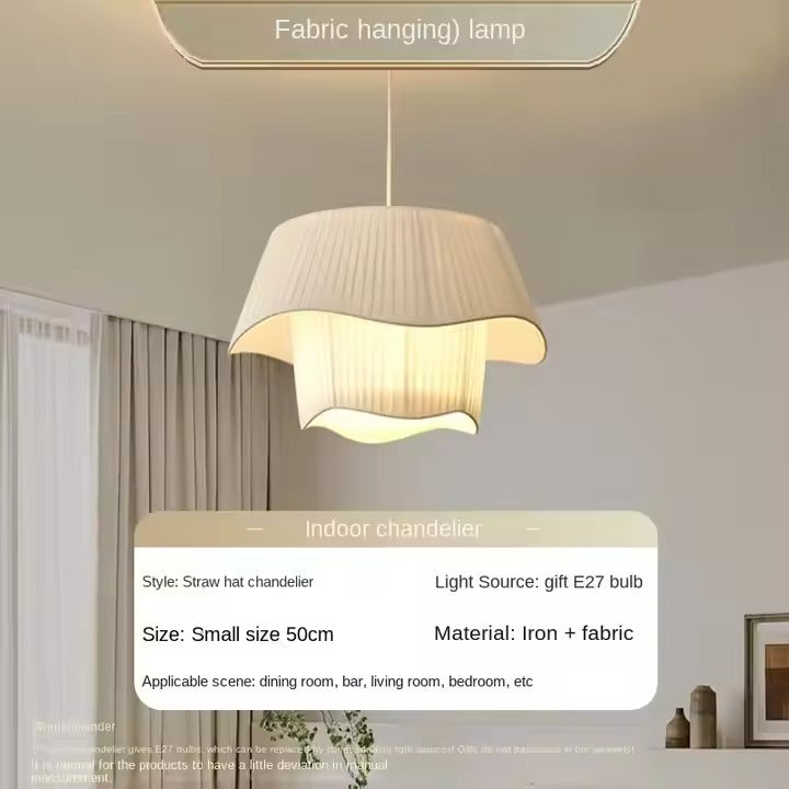 Nordic Style Cream Chandelier Ancient Fabric Pendant Light with Warm Ancient Style Small Size for Living Room for Internet Use
