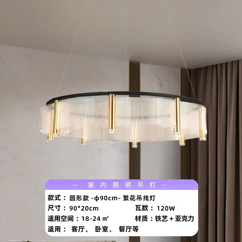 Modern Minimalist Acrylic Light Chandelier Luxury Hotel Lamp for Living Room Dining Room Bedroom Main Lamp E12 Base Hanging