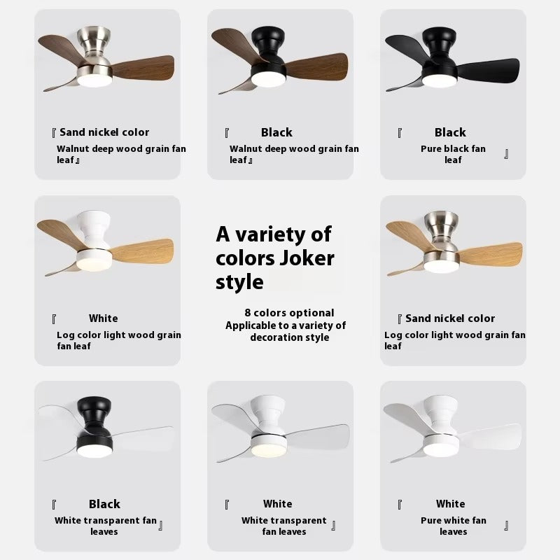 Top-Sucking LED Light Source Ceiling Fan Remote Control Middle Ancient Style 3 Blades for Bedroom Dining Room Simple Electric