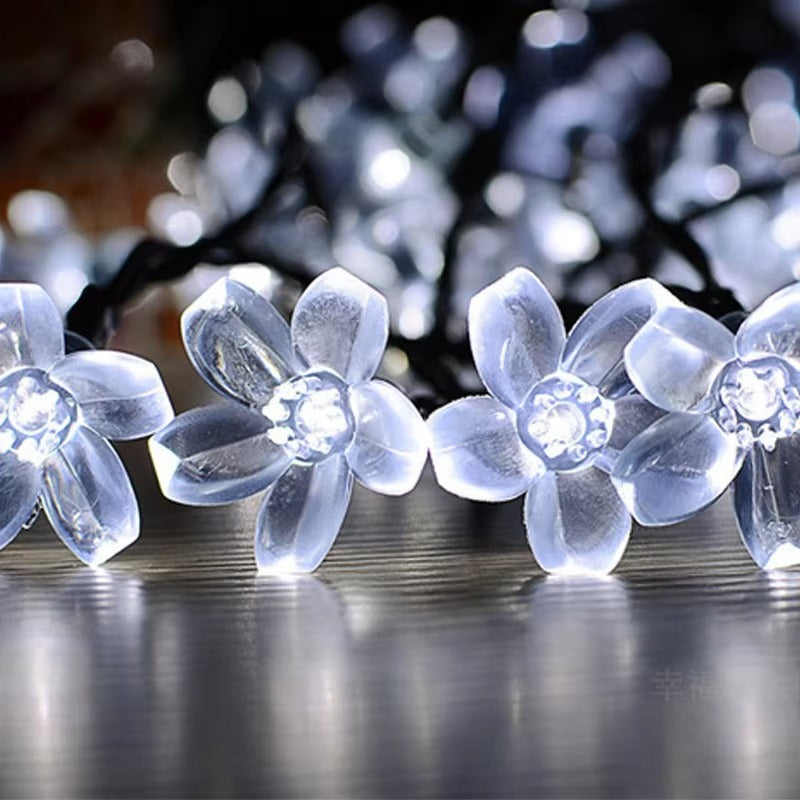 Solar Led Cherry Blossom Lights String Christmas Outdoor Waterproof Lights Garden Railing Color Decorative Lights for Garden