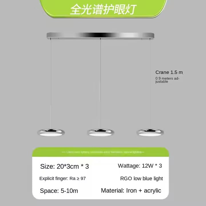 Modern Simple Full Spectrum Eye Protection UFO Restaurant Pendant Lamp Long Dining Table Light Chandeliers Pendant Lights