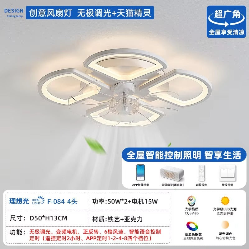 Modern Intelligent Lighting LED Ceiling Fan Lights Remote Control Factory-supplied 3 for Living Room Surface Mounted Unique